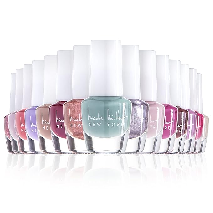 Nicole Miller Mini Nail Polish Set – Glossy, Vibrant Colors for Fingernails & Toenails, Green