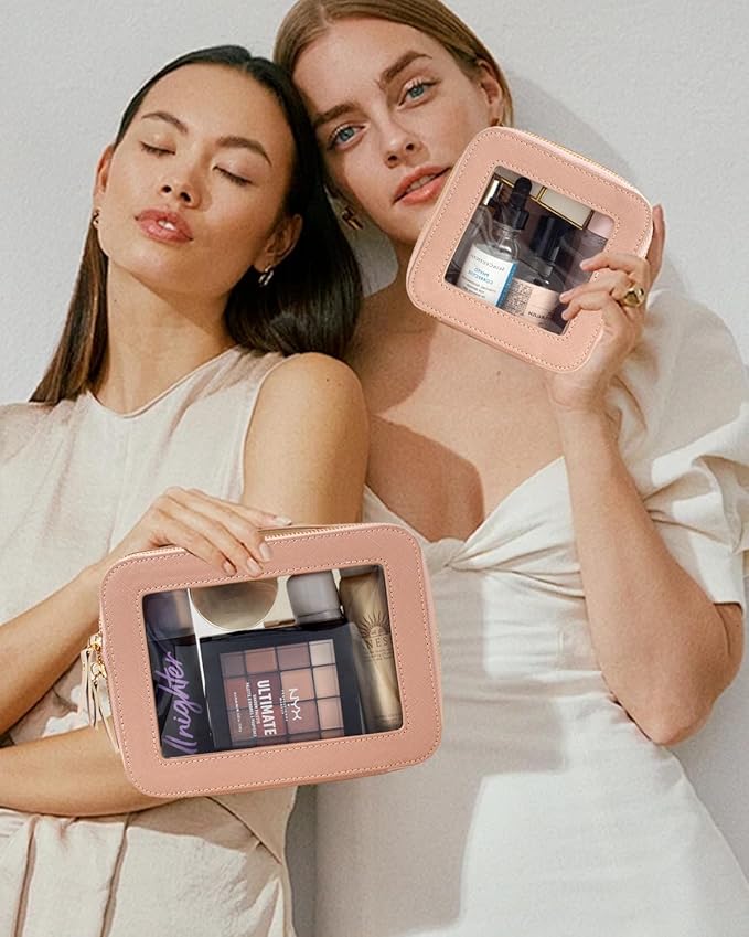 Clear Makeup Bag, Small Makeup Bag TSA Approved Toiletry Bag Cosmetic Travel Bag Cute Makeup Bag Organizer Makeup Case Pouch Car Essentials for Women Men