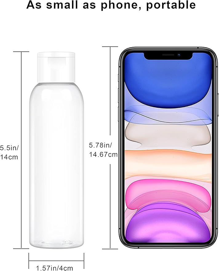 4oz Clear Plastic Bottles with Flip Caps 48 Pack Reusable Travel Container for Shampoo Conditioner Toiletries Lotion Essential Oil