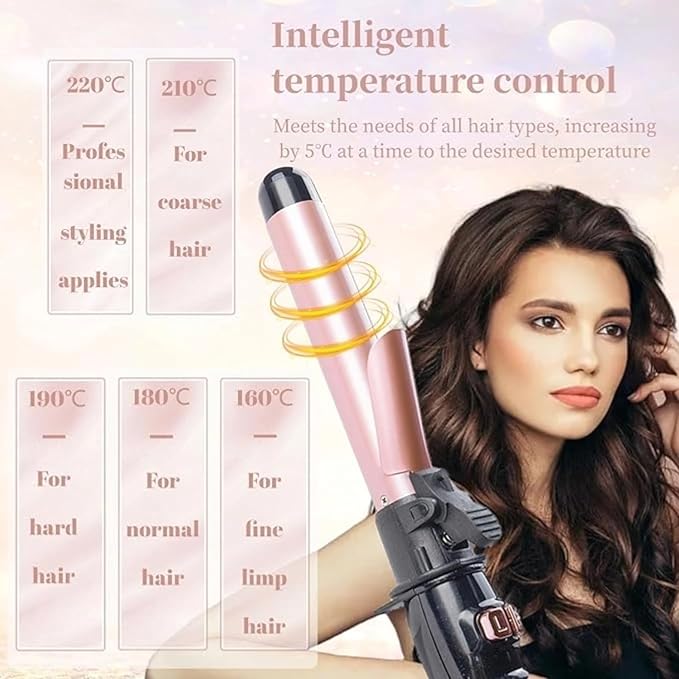 Automatic Curling Wand 28mm/1.1 inch Rotating Curling Iron with LED Display Fast Heating Wand for Short Long Hair Professional Hair Waver Styling Irons