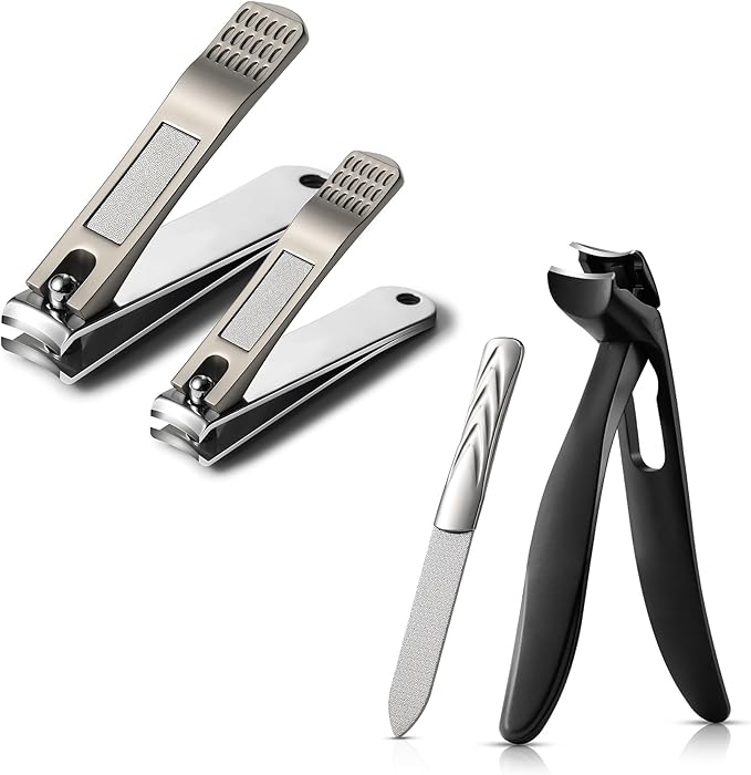 BEZOX Nail Clippers with Catcher for Seniors for Thick Nails, Fingernail and Toenail Clippers