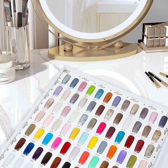 216 Colors Nail Display Chart, Nail Gel Polish Organizer Color Card with 240 False Nail Tips, Nail Color Display Book Chart Salon Nail Supplies Sample Chart Tool Set Nail Swatch (Silver, 1 Pack)