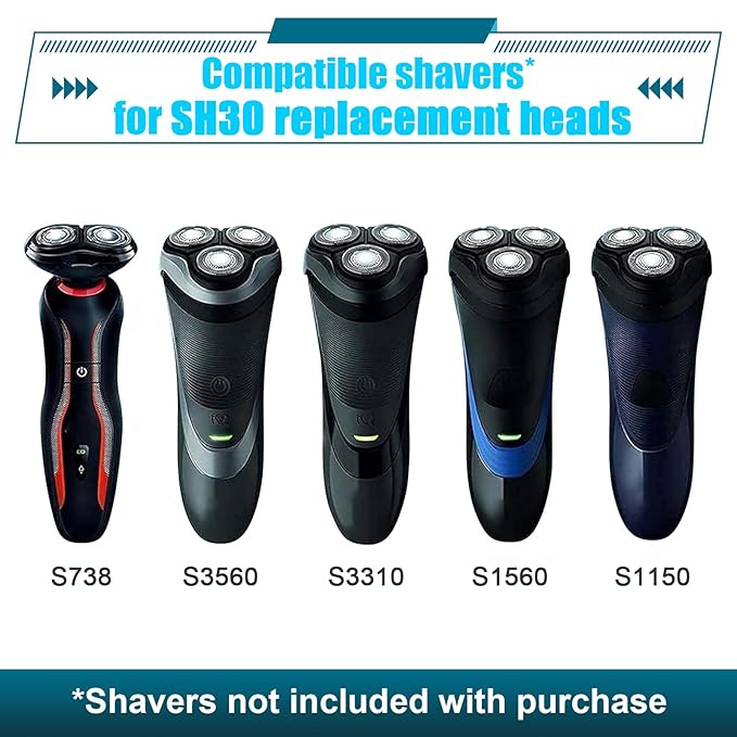 9 Pack SH30 Replacement Head Compatible with Philips Norelco Series 3000,2000,1000 and S738， Upgraded SH30 Compatibility Double blades for norelco 1000 replacement heads