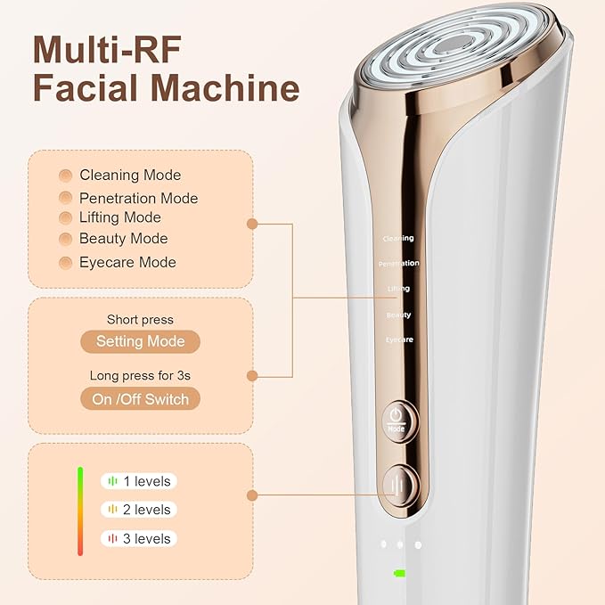 Texet Microcurrent Facial Device, 5-in-1 Skin Tightening Device,Home Use Facial Massager for Lifting, Toning, Wrinkle Reduction White7