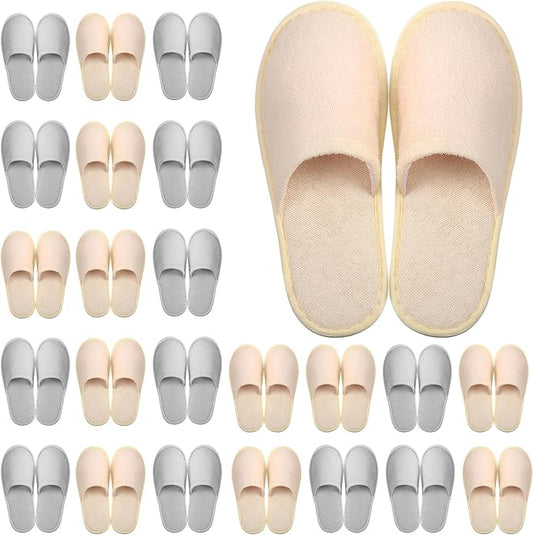 Geyoga 24 Pairs Disposable Slippers for Guests Bulk 2 Size Cotton Hotel Spa House Slippers for Graduation Wedding Party Shoeless Home Travel Individually Wrapped