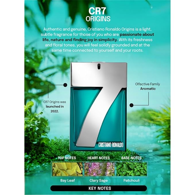 CR7 Origins Cristiano Ronaldo - With Pineapple Sorbet, Mandarin, and Patchouli for Men - 3.4 oz edt spray