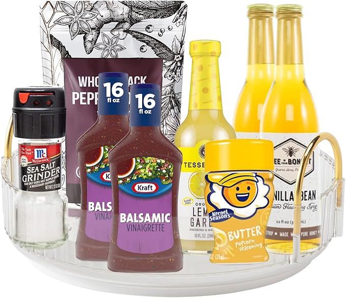 360° Rotating Makeup Organizer, Bathroom Make Up Spinning Holder Rack, Large Capacity Cosmetics Storage Vanity Shelf Countertop, Fits Cosmetics, Perfume, Skincare, Lipsticks(1 Tier, Clear)