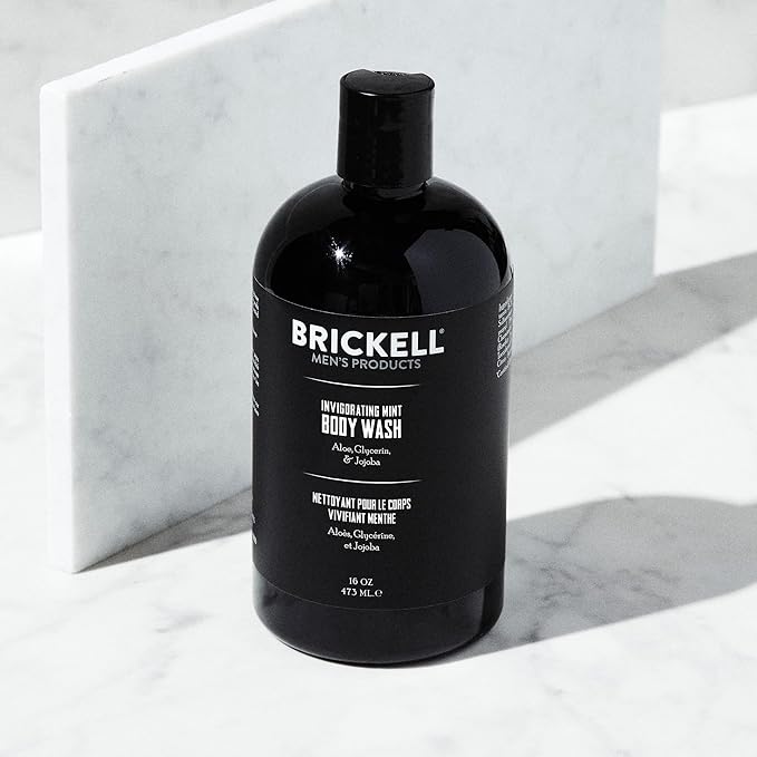 Brickell Men's Invigorating Mint Body Wash for Men, Natural and Organic Deep Cleaning Shower Gel with Aloe, Glycerin, and Jojoba, Sulfate Free