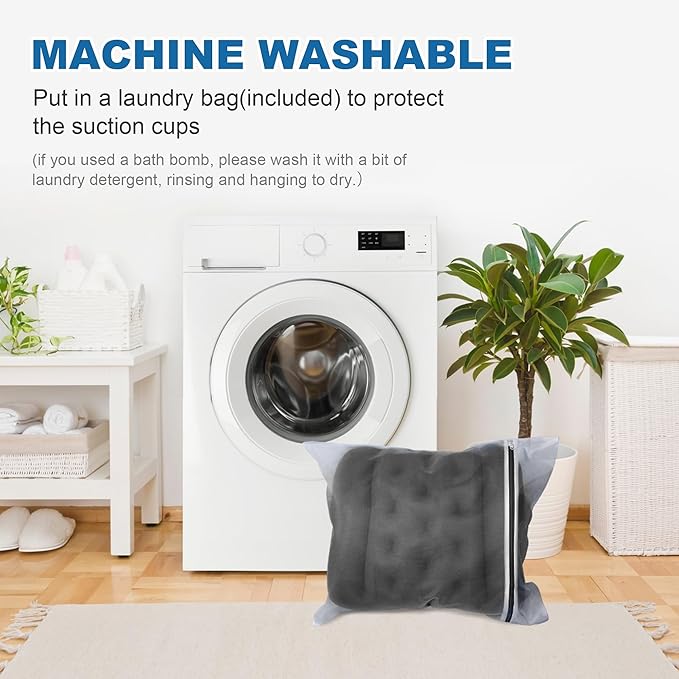 Full Body Bath Pillow, Luxury Bath Cushion with 192 Suction Cups, Bath Pillows for Tub for Head and Neck Support, with Laundry Bag Black, 51" x 16"