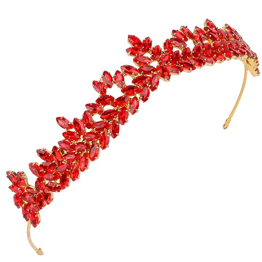 Women's Tiara, Crown for Henna Wedding Party | Glitter Hair Accessories for Bridal Birthday Pageant Prom Halloween Costume Christmas, Halloween Princess Crowns | Dream Design - Red Gold