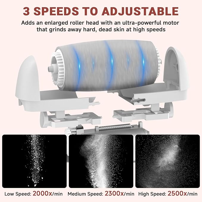 Upgraded Rechargeable Foot Callus Remover, Professional Electric Foot File, 10 in 1 Pedicure Tools Foot Care Kit Pedi Feet Care for Dead, Hard Cracked Dry Skin Ideal Gift (White)