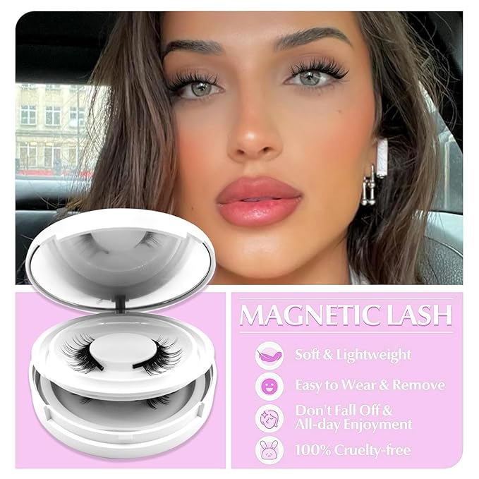 Magnetic Eyelashes with Applicator,2025 New Reusable Magnetic Eyelashes Natural Look No Glue or Liner Needed,Upgraded Soft Lashes Kit for Daily Use(Natural+Devil+Camellia)