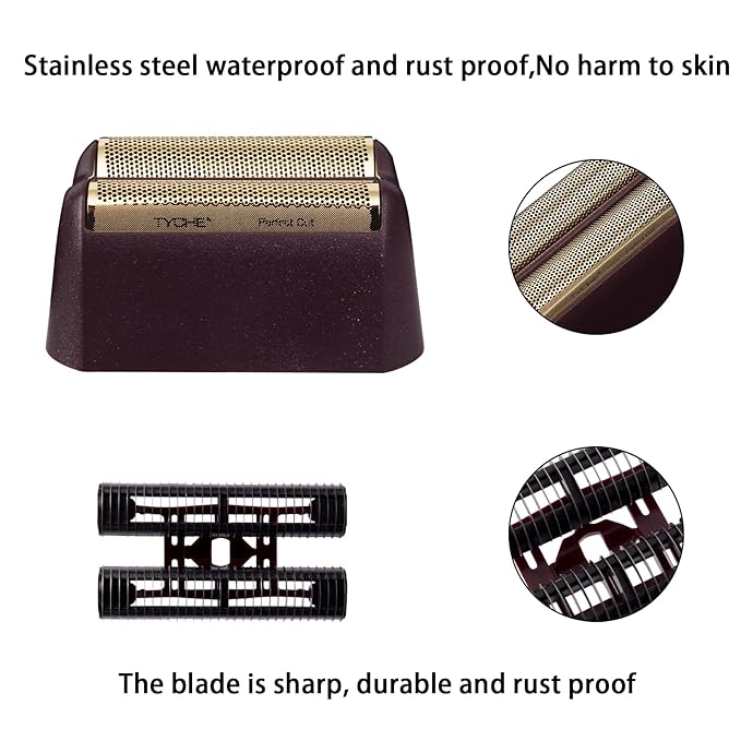 Professional 5 Star Series Finale Shaver Replacement Foil and Cutter Bar Assembly Compatible with wahl Shaver Foil 7031-100, 7043-100 Super Close Shaving Replacement Heads (red)