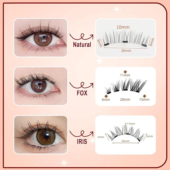 Meylora Magnetic Lashes,Meylora Magnetic Eyelashes with Applicator Reusable Eyelashes Magnet without Eyeliner Natural Look No Glue or Liner Needed(Simple+Iris)