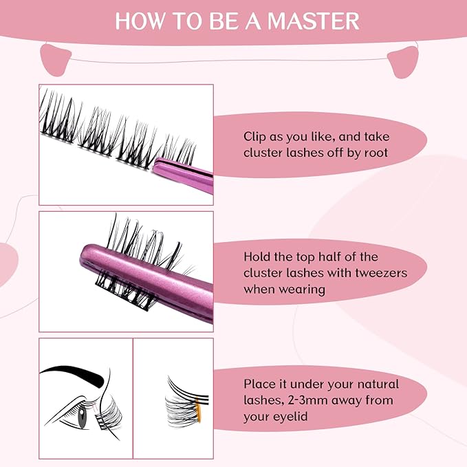 Cluster Lashes, 72 Pcs Individual Lashes, Lash Clusters DIY Eyelash Extension, Super Thin Band Reusable Soft & Comfortable (Passion-D-16mm)