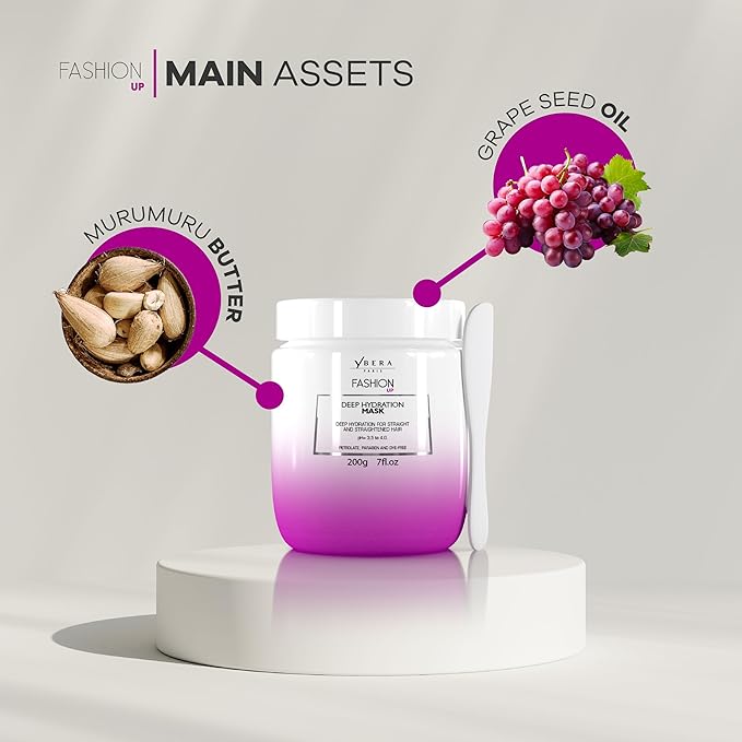 Fashion UP Mask | Ideal for Extremely Dry Hair | Shining Hair | Color Safe | Enhanced with Oil Grape Seed & Murumuru | Sulfates-Parabens Free | 7.0 Oz
