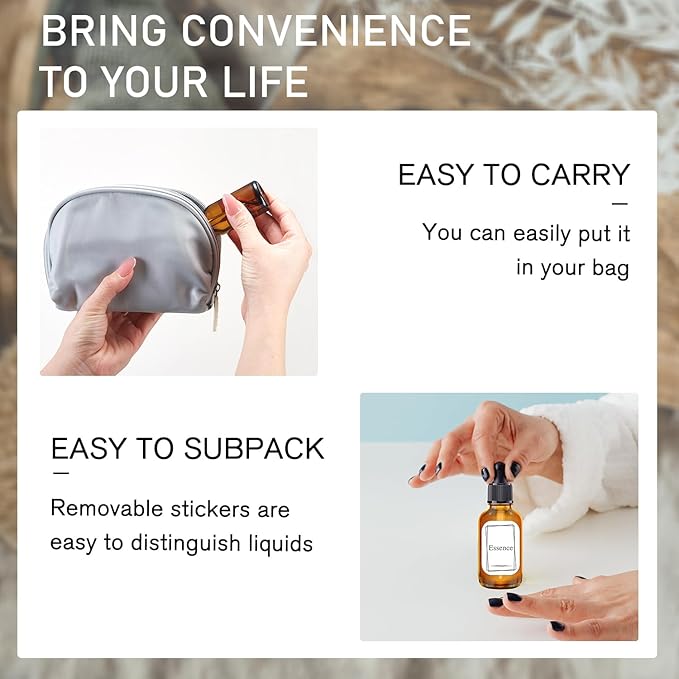 14 Pack, 1 oz Tincture Bottles with Dropper, Amber Glass Dropper Bottle Leakproof with Stainless Steel Funnel, Pipettes & Labels, 30 ml Eye Dropper Bottles For Essential Oils Serums Hair Body Oils