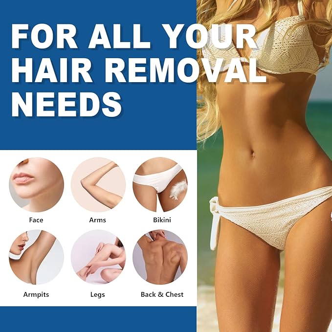 Hard Wax Beads for Sensitive Skin, 3lb Unscented Waxing Beads at Home for Brazilian Waxing Women Men, Professional Wax Beans Hair Removal for Body, Yoga, Bikini, Legs, Facial, Easy Use, Blue