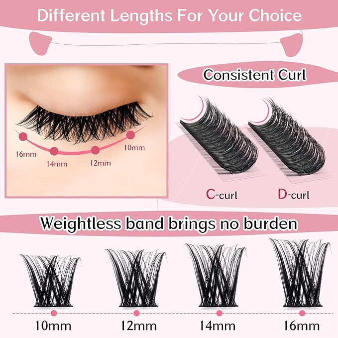 Cluster Lashes, 72 Pcs Individual Lashes, Lash Clusters DIY Eyelash Extension, Super Thin Band Reusable Soft & Comfortable (Pearl-D-14mm)