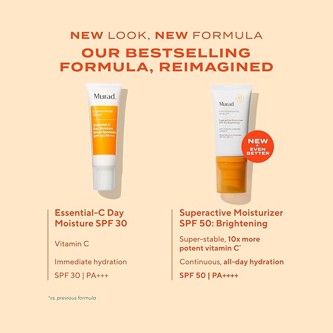 Murad Superactive Brightening Moisturizer SPF 50 Travel - Vitamin C Packed Hydrating Ulta Sheer Facial Sunscreen W/Lipid-boosting Technology for Preventative Aging Protection from UVA/UVB (1.7 Fl Oz)