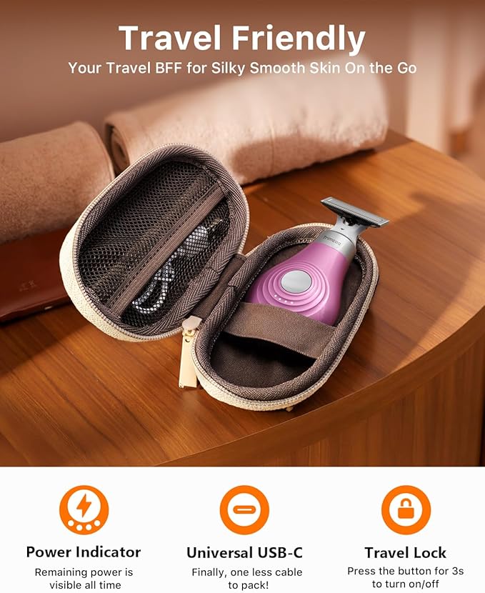 New Intimate Electric Trimmer for Women, [Small But Powerful] Designed for Pubic Hair Grooming, Bikini Line Removal, Wet/Dry Shaver On-The-Go, USB-C Rechargeable Razor with Travel Case, Pink