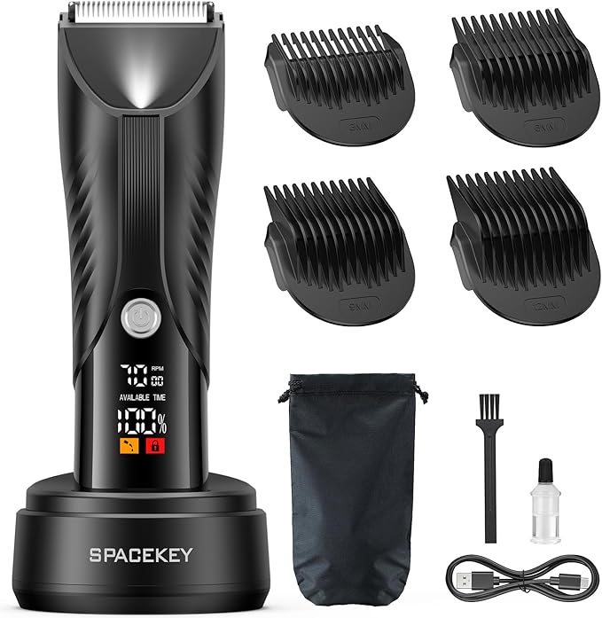 Manscape Electric Body Hair Trimmer - IPX7 Waterproof Ball Trimmer for Men with LED Light, Wet/Dry Groomer, USB-C Rechargeable, Travel Bag Included - Men's Pubic, Groin and Body Shaver