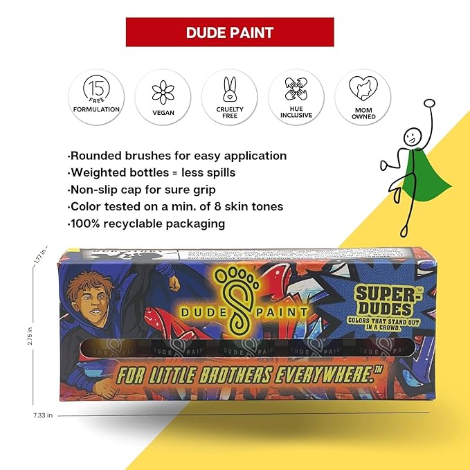 Super-Dudes (Superhero) Nail Polish Set for Boys - Set of 5 Colors