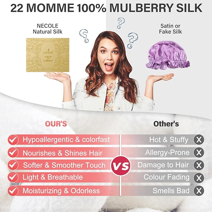 22 Momme 100% Mulberry Double Silk Bonnet for Sleeping Women Double Layer Lined Stay On Head for Hair Care with Adjustable Elastic Band Non-Slip Silk Turban Curly Hair Silk Hair Cap Black