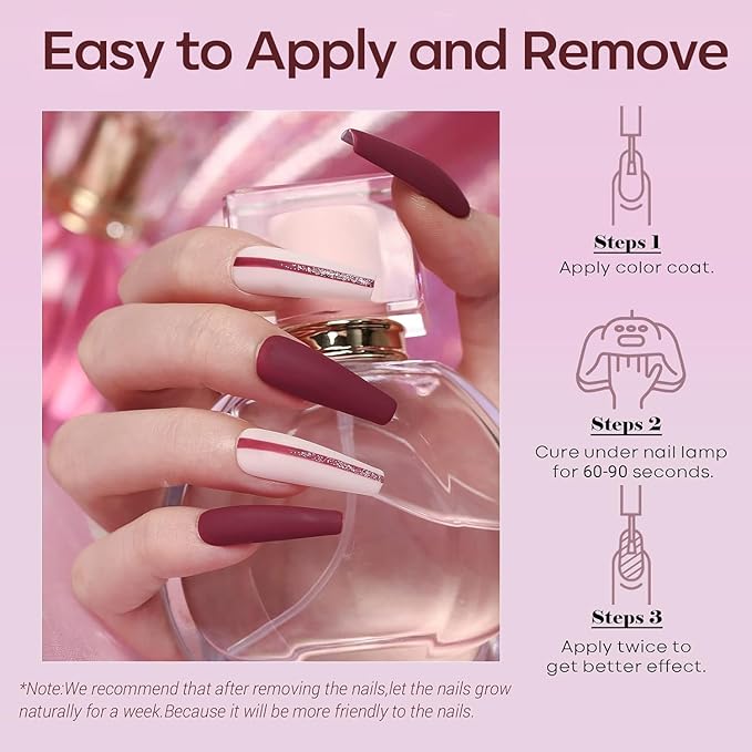 modelones Gel Nail Polish- 6 Colors Pink Brown Burgundy Red Gel Polish Set Peach Pastel Pink Nail Polish Gel Kit Soak Off Manicure Set Nail Art Gift for Women DIY Home Salon