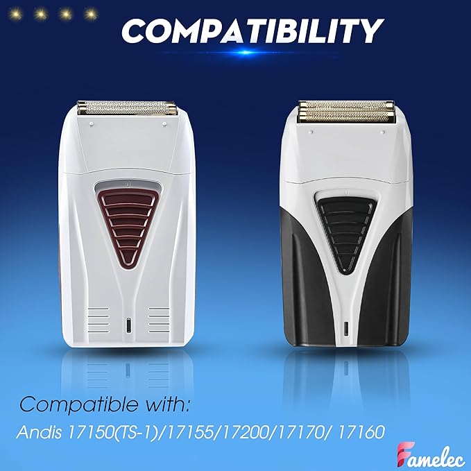 Pro Foil and Cutters for Andis Foil Shaver Models TS1 17150 17235 17220 TS2 17200, Razor Blades & Gold Foil Shaver Blades Compatible with Andis Shaver Foil Replacement #17155 17160 17280