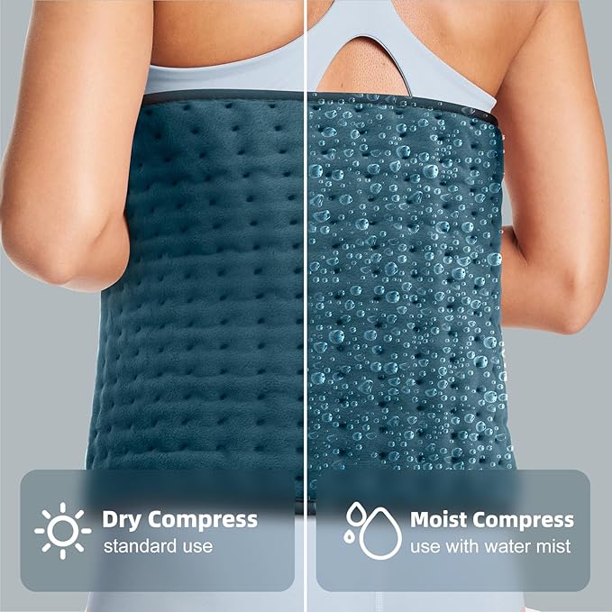 Heating Pad for Back Pain Relief, Abdomen, Cramps, Neck, Shoulder, 12x24 inches, Moist/Dry Heat, Auto-Off, Machine Washable, Christmas/Mother's Day Gift, Gifts for Women Mom Dad Daughter