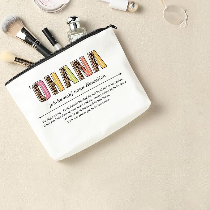 2 PCS Ohana Noun Makeup Bag Family Gifts Hawaiian Gifts Family Gifts Ideas for Women Female Mom Grandma Sister Vacation Holiday Christmas Cosmetic Bag Travel Toiletry Bag