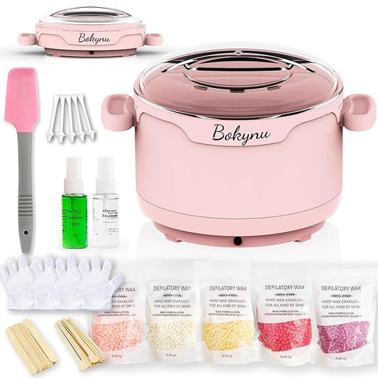 Facial Wax Warmer for Hair Removal, Home Bikini Sugar Waxing Kit for Women & Men, Collapsible Silicone Waxing Pot，Smart Temperature Control, Leg Face Body Eyebrow Wax Kit (Waxing Pot Kit)