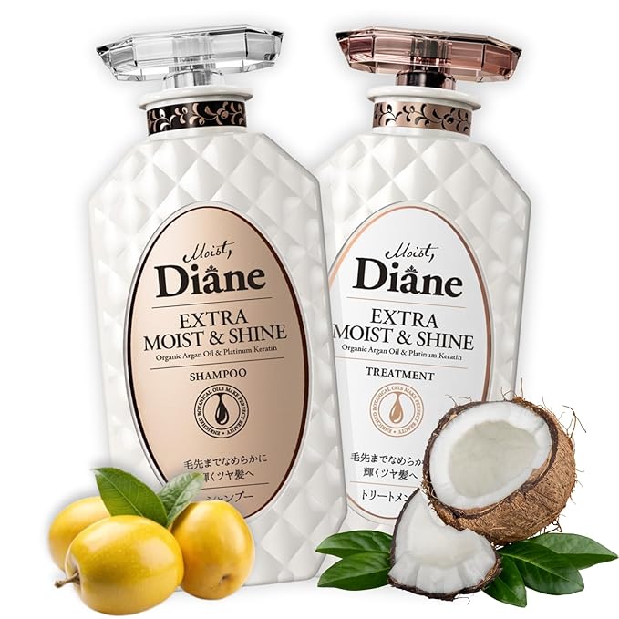 Moist Diane Keratin Shampoo and Conditioner Set for Smooth Hair Women & Men, Organic Hair Care with Argan Oil & Coconut Oil from Japan, Silicone & Sulfate Free, Extra MOIST& SHINE, 30.4 Fl Oz