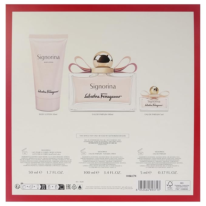 Salvatore Ferragamo Signorina for Women - 3 Pc Gift Set 3.4oz EDP Spray, 1.7oz Body Lotion, 0.17oz EDP Spray