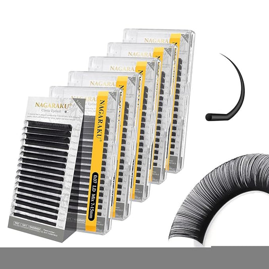 NAGARAKU 5 Trays Eyelash Extensions Individual Lashes Extensions Classic Lash Matte Black 16 Rows Soft Natural Matte Black Professional Beauty Salon Lashes Supplies -0.07LD MIX7-15