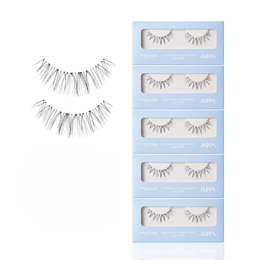 Eyelash x Artist Collaboration NO.12 Cute Accent – 5 Set Pack, Short Wispy False Eyelashes, Artist-Designed Cat Eye Lashes for a Subtle & Elegant Look, Genuine Korean Product