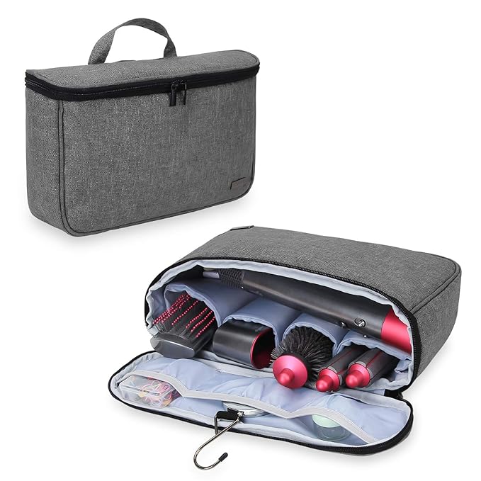 Teamoy Travel Storage Bag Compatible with Dyson Airwrap Styler, Portable Travel Organizer for Airwrap Styler and Attachments, Gray
