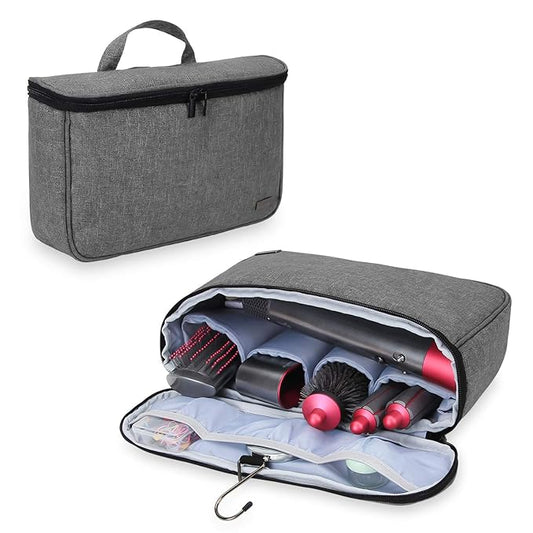 Teamoy Travel Storage Bag Compatible with Dyson Airwrap Styler, Portable Travel Organizer for Airwrap Styler and Attachments, Gray