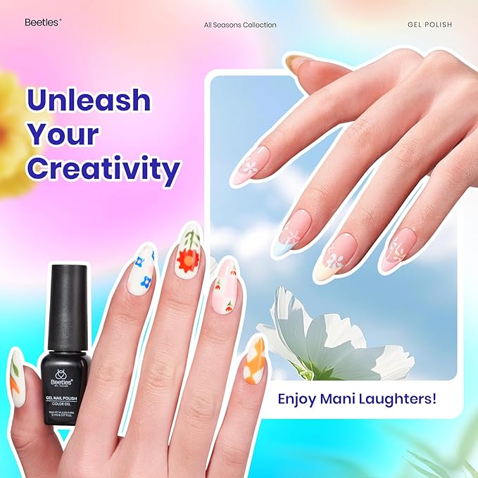 Beetles Summer Gel Nail Polish Set 25 Colors Pastel Jelly Neon Gel Polish Rustic Sonata with Base Coat Glossy & Matte Top Coat White Blue Pink Orange DIY Salon Nail Manicure Kit Pink Gifts for Women