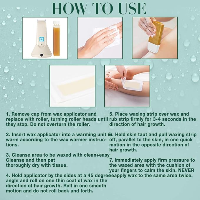 Clean + Easy Large Wax Roller Heads for Roll On Wax Refill, Easy Application on Legs & Body, Fits Roll On Wax Cartridge, Disposable Waxing Heads for At-Home Hair Removal, 3 Count (1 Pack)