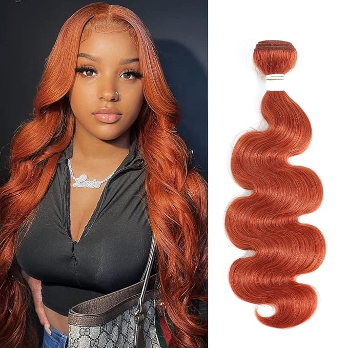 REMY HAIR Body Wave Human Hair Bundle 350 Bundle 100% Brazilian Human Hair Natural Wave Orange Hair Extension 14 Inch Single Ginger Hair Bundle