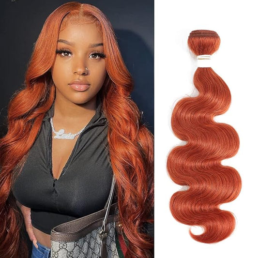 REMY HAIR Body Wave Human Hair Bundle 350 Bundle 100% Brazilian Human Hair Natural Wave Orange Hair Extension 14 Inch Single Ginger Hair Bundle