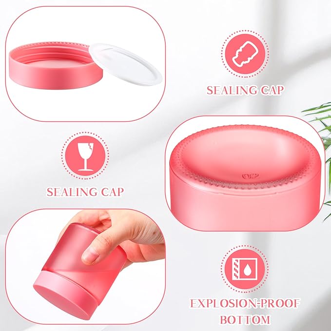 Norme 48 Pcs 4 oz Glass Jars with Lids Leakproof Round Airtight Empty Cosmetic Jars with Inner Liners Lid for Storing Lotions Powder Ointments Candle Making (Pink)