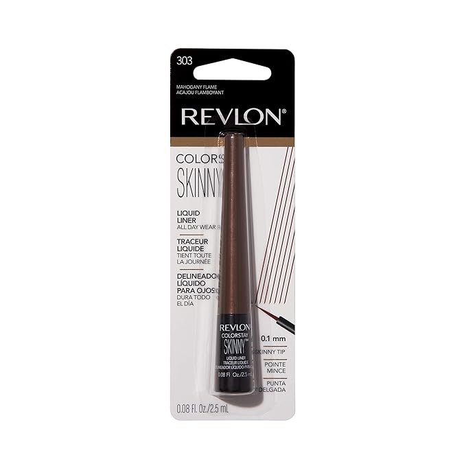 Revlon Skinny Liquid Eyeliner, ColorStay Eye Makeup, Waterproof, Smudge-proof, Longwearing with Ultra-Fine Tip, Mahogany Flame, 0.08 oz