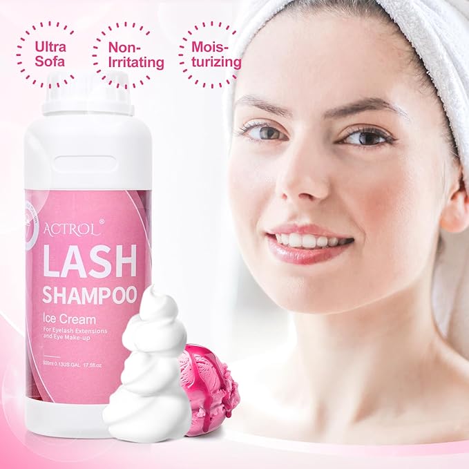 Lash Extension Cleanser Ice-cream 500ml Eyelash Shampoo Lash Wash Shampoo Lash Cleanser Foam with Salon and Home Care