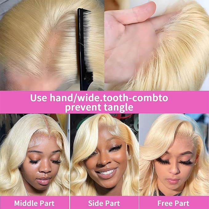30 Inch 613 Lace Front Wig Human Hair 200 Density 13x4 Blonde Wig Human Hair Body Wave Lace Front Wigs Human Hair HD Transparent Lace Frontal Wigs Human Hair Pre Plucked Colored Wigs for Women