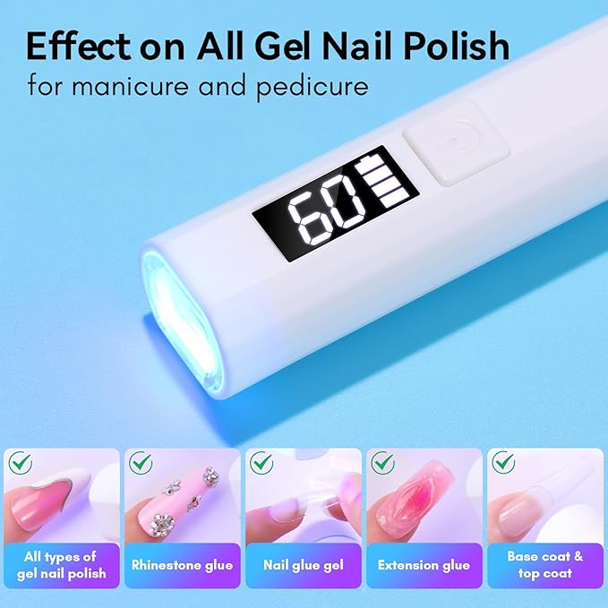 Makartt UV Light for Gel Nails: Handheld Mini UV LED Nail Lamp Portable Lumière Nail Dryer for Curing Gel Polish Nail Glue Rechargeable USB Nail Light with LCD 2 Timer for Fast Drying Home Salon Use