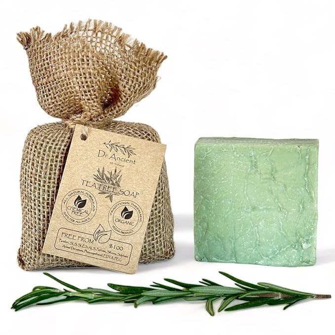 Tea Tree Soap Bar Organic Natural Vegan Traditional Handmade Antique - Antibacterial, Effective For Acne - Absolutely No Chemicals! Pure Natural Soap!