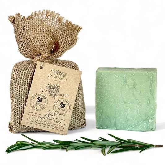 Tea Tree Soap Bar Organic Natural Vegan Traditional Handmade Antique - Antibacterial, Effective For Acne - Absolutely No Chemicals! Pure Natural Soap!